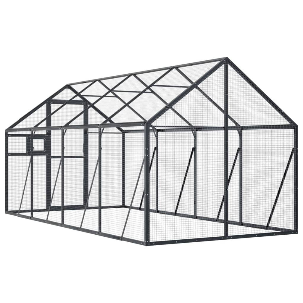 Fuglehus antrasitt 1,79x4x1,85 m aluminium