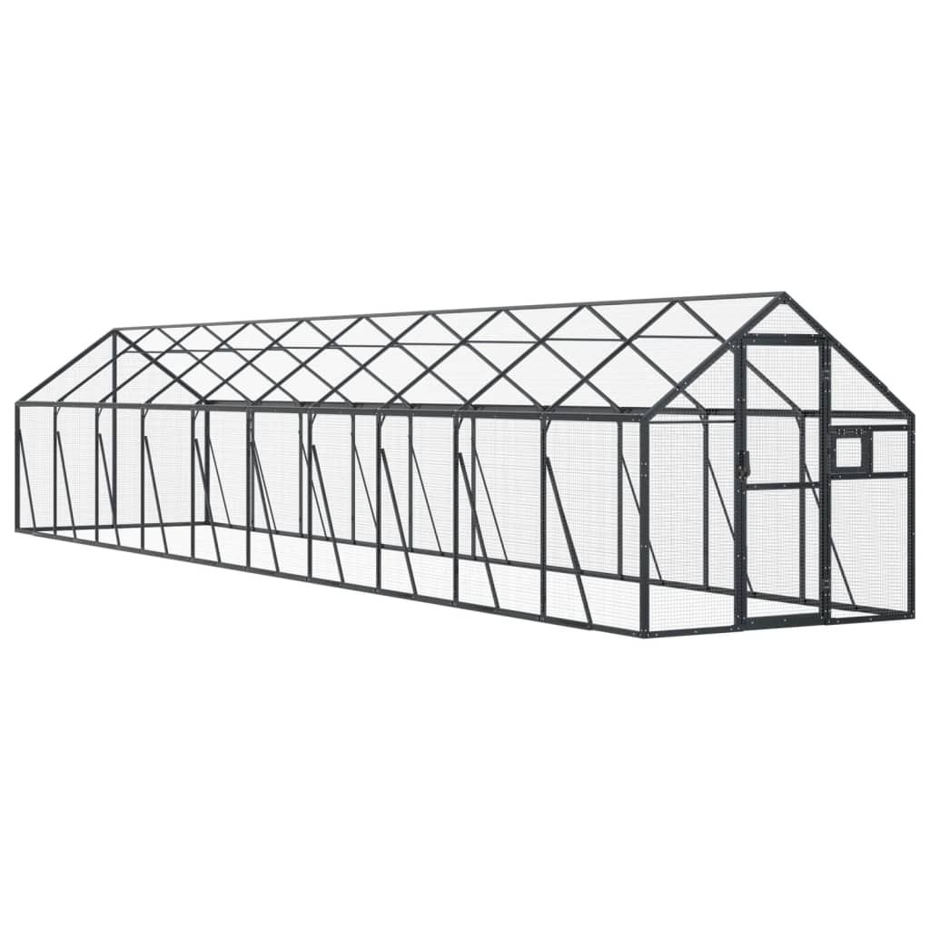 Fuglehus antrasitt 1,79x10x1,85 m aluminium