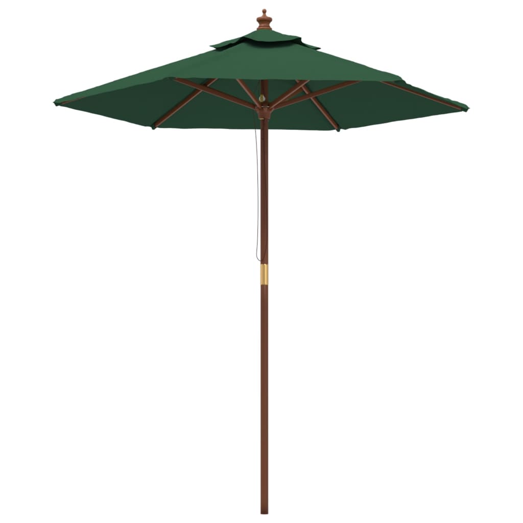 Hageparasoll med trestang grønn 196x231 cm