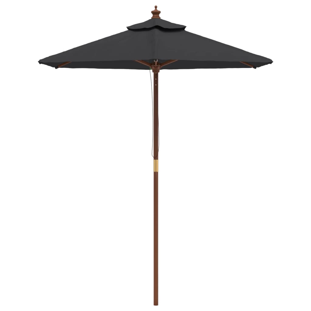 Hageparasoll med trestang svart 196x231 cm