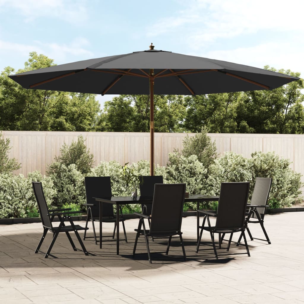 Hageparasoll med trestang antrasitt 400x273 cm