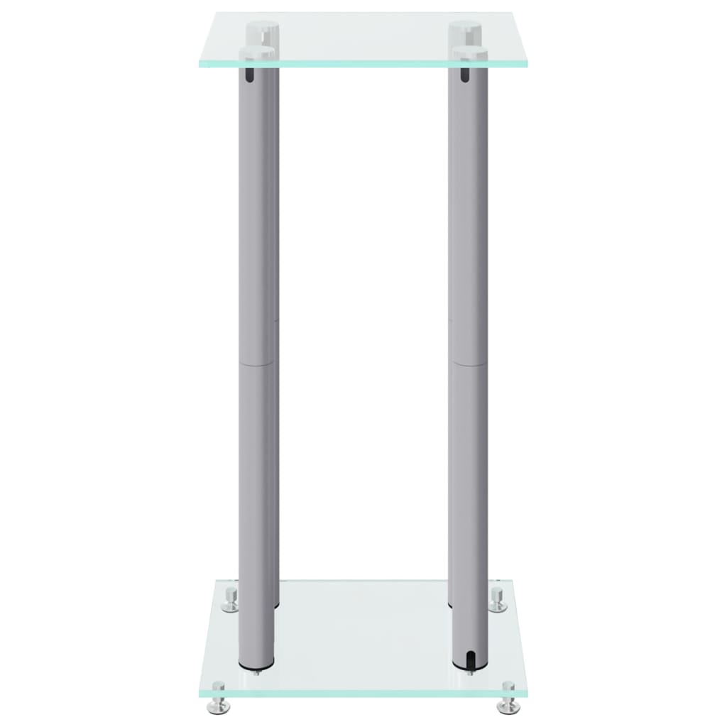 Høyttalerstativer 2 stk sølv herdet glass 4 søyledesign