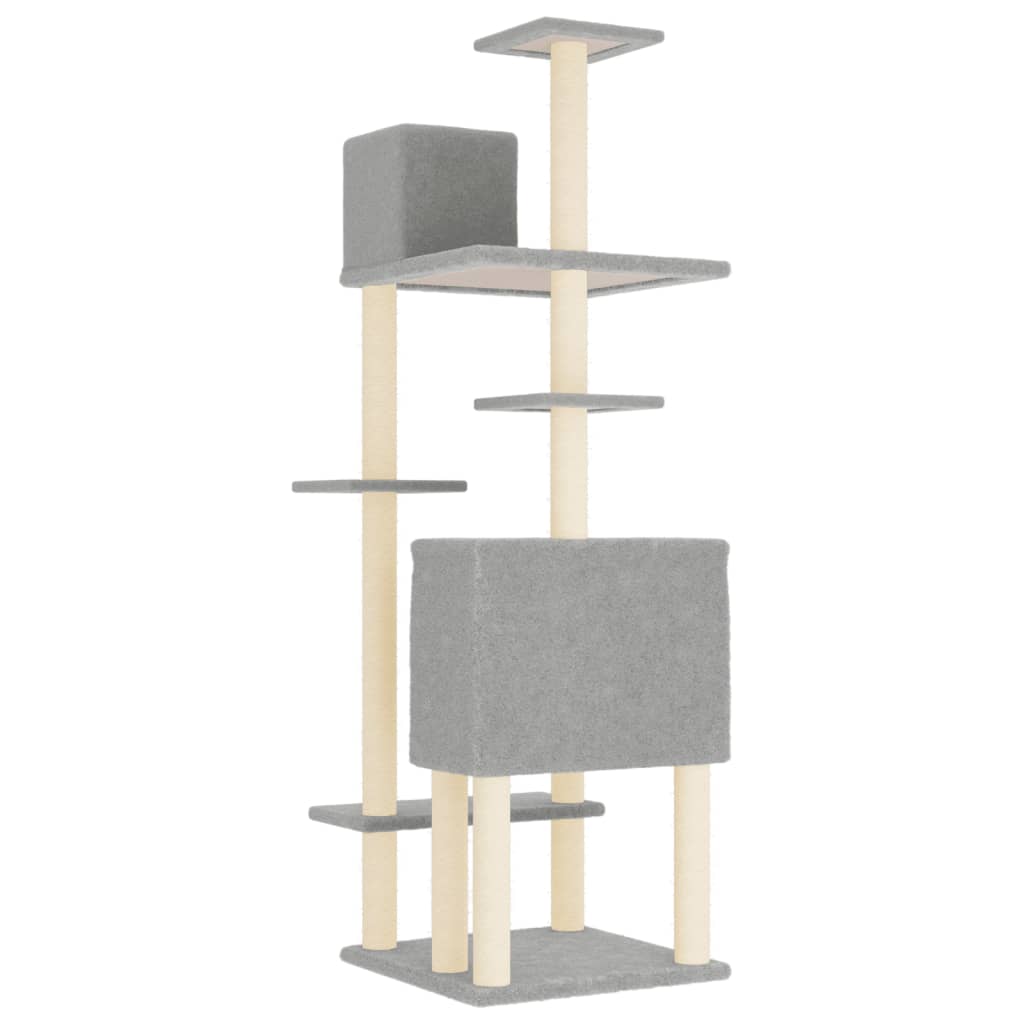 Kattetre med klorestolper i sisal lysegrå 154 cm
