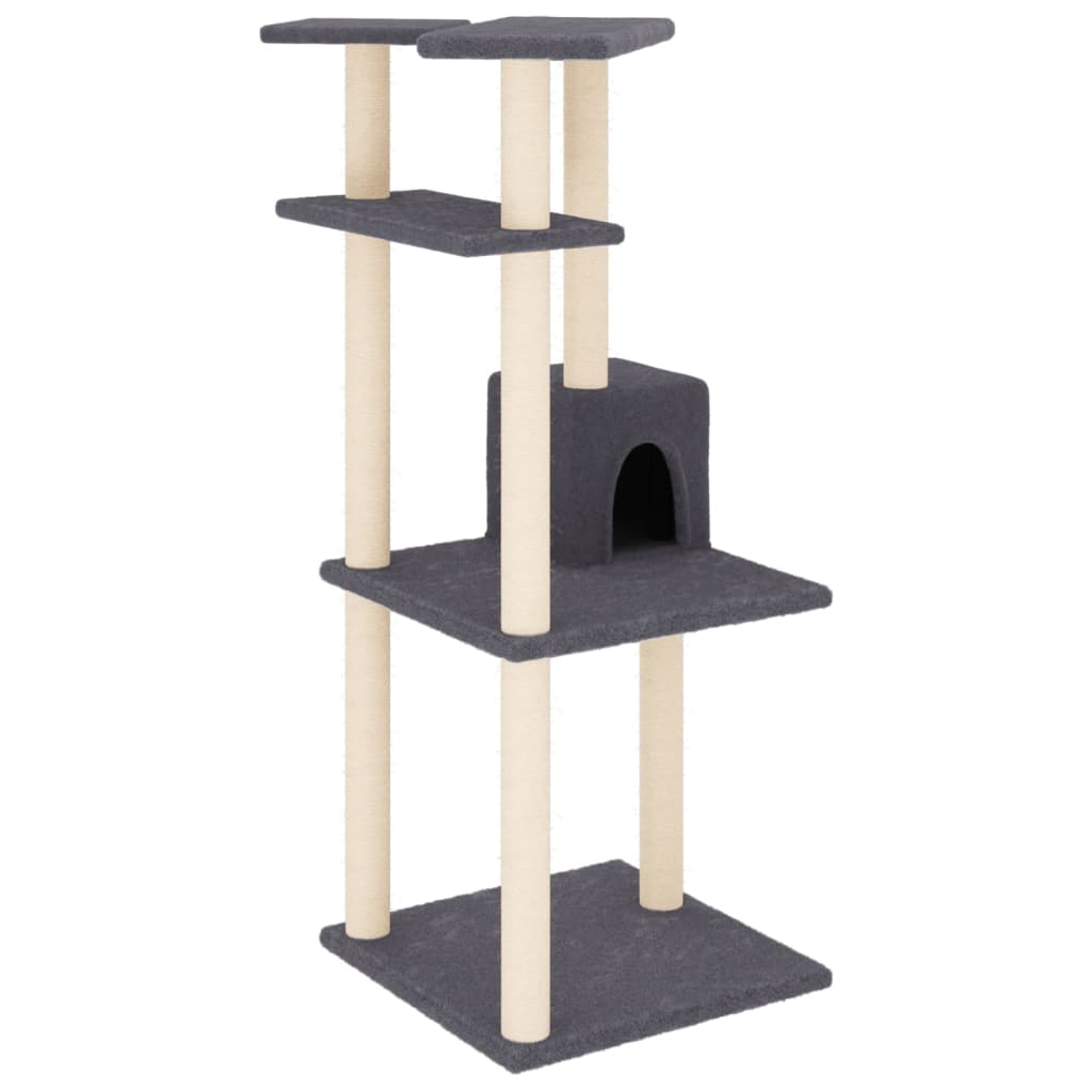 Kattetre med klorestolper i sisal mørkegrå 123 cm