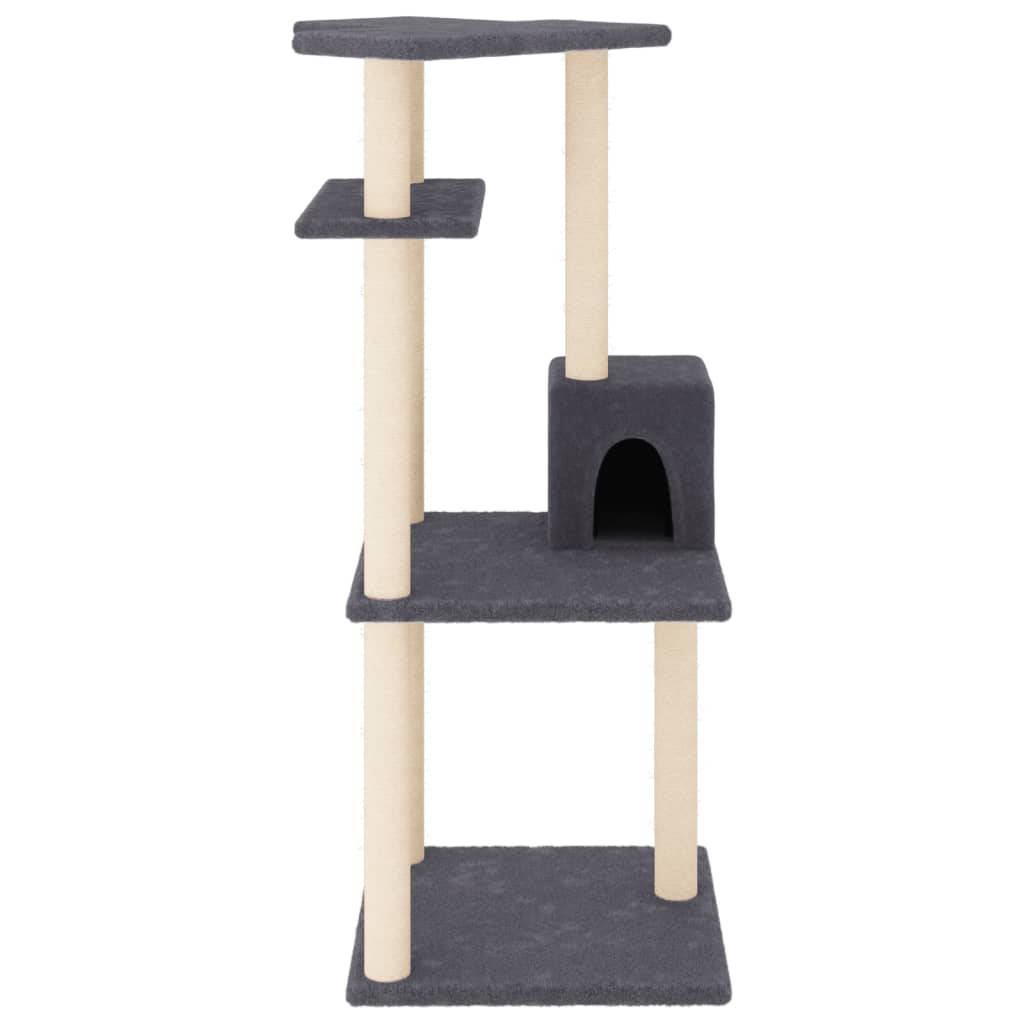 Kattetre med klorestolper i sisal mørkegrå 123 cm