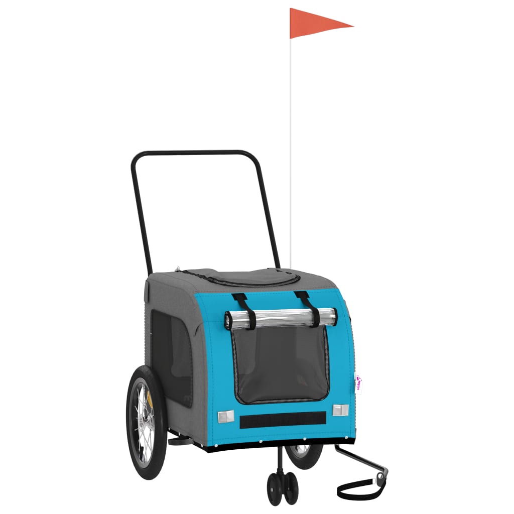 Kjæledyrsykkelhenger blå og grå oxfordstoff og jern vidaXL