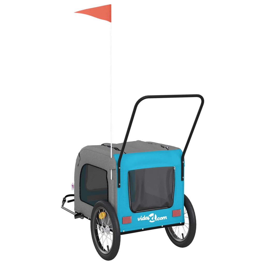 Kjæledyrsykkelhenger blå og grå oxfordstoff og jern vidaXL