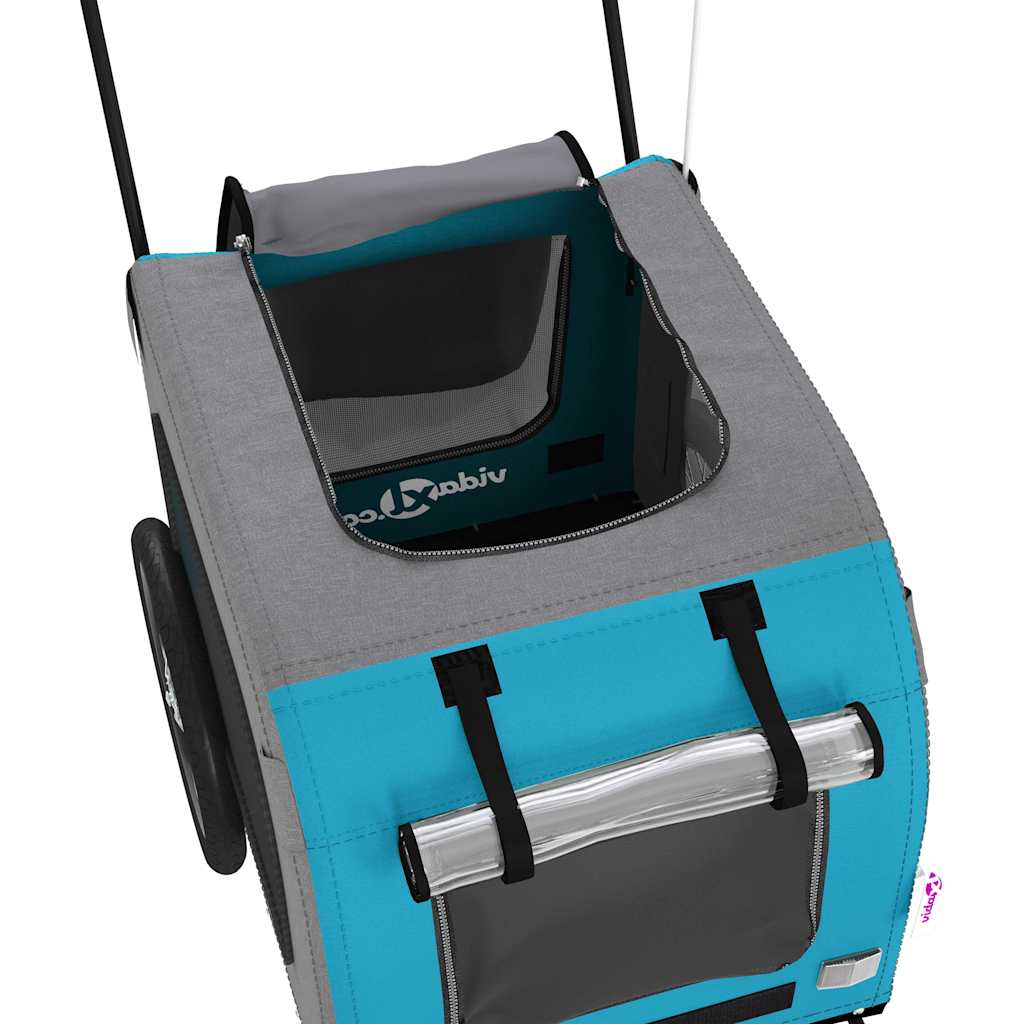 Kjæledyrsykkelhenger blå og grå oxfordstoff og jern vidaXL