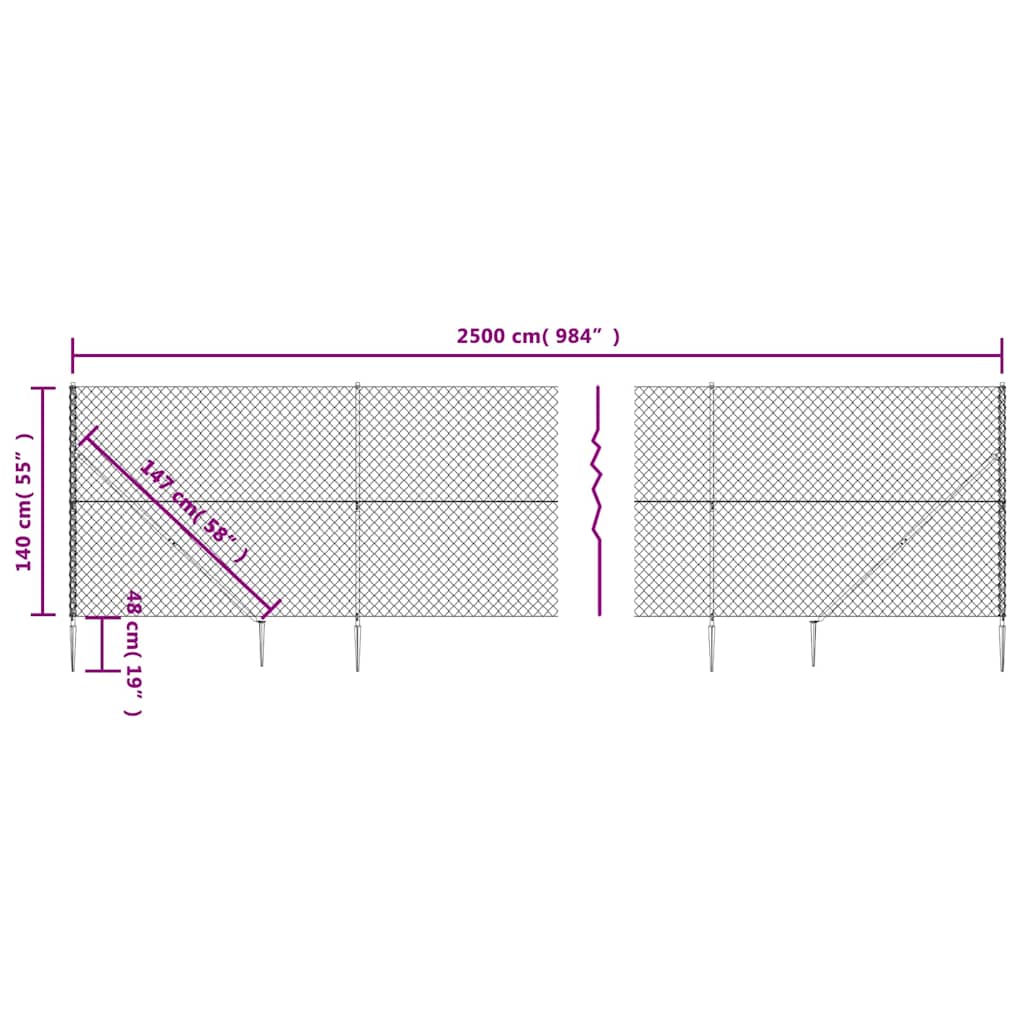 Nettinggjerde med stolpespyd 1,4x25 m antrasitt