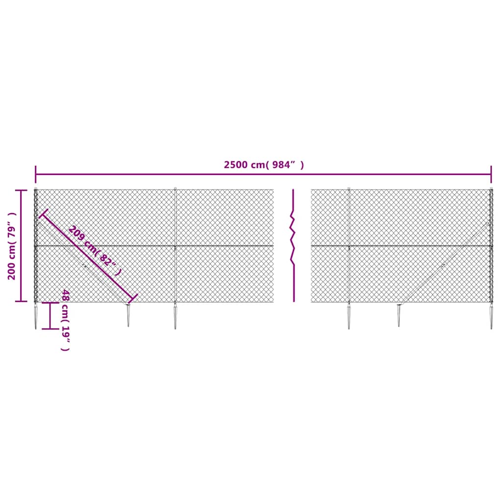 Nettinggjerde med stolpespyd 2x25 m antrasitt