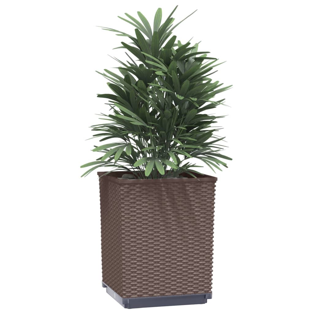 Plantekasser 4 stk brun 30x30x37 cm polypropylen