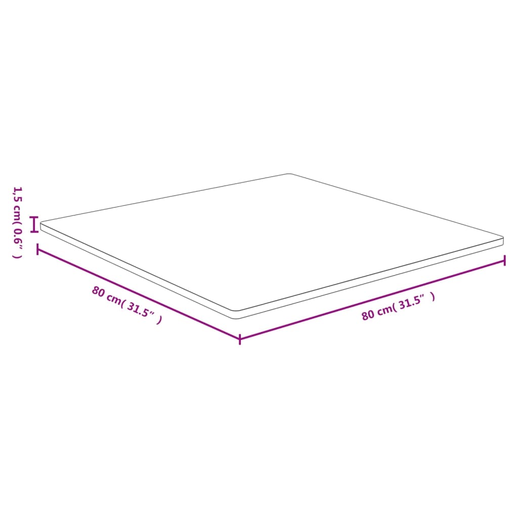 Bordplate 80x80x1,5 cm bambus