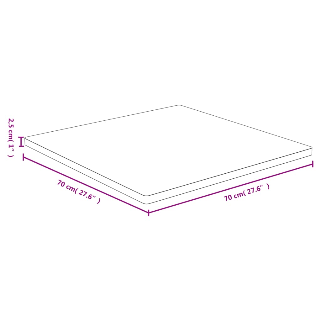 Bordplate 70x70x2,5 cm bambus