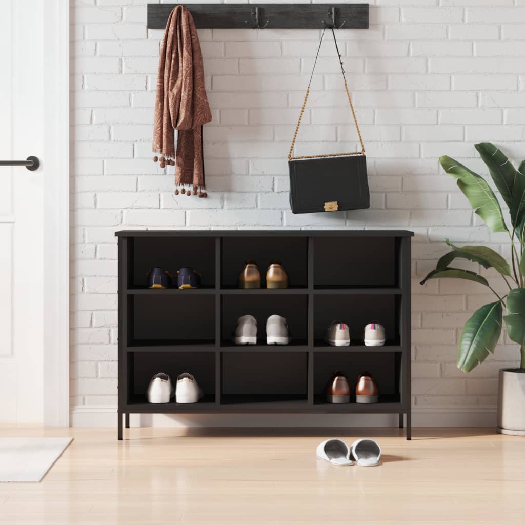 Skoskap svart 100x35x70 cm konstruert tre