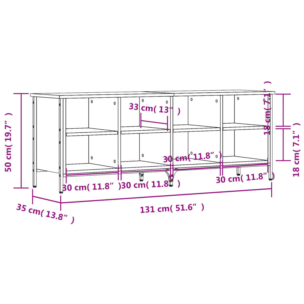 Skoskap sonoma eik 131x35x50 cm konstruert tre