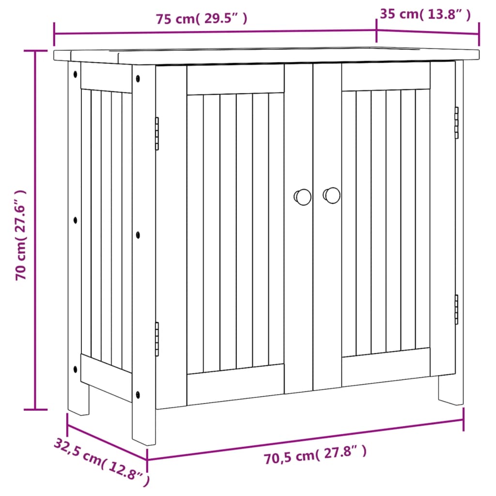 Hageskap 75x35x70 cm heltre akasie