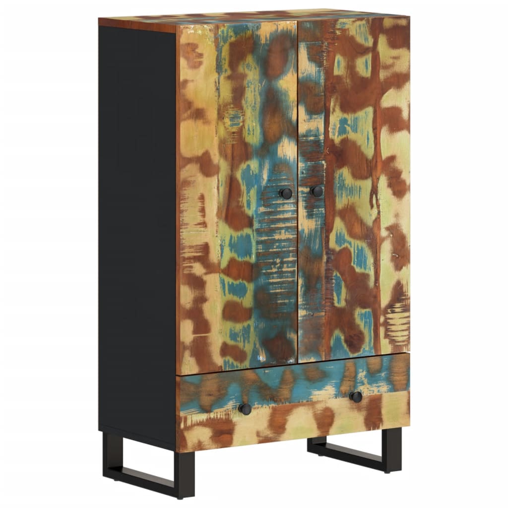 Highboard med skuff 60x33x100 cm gjenvunnet heltre og jern
