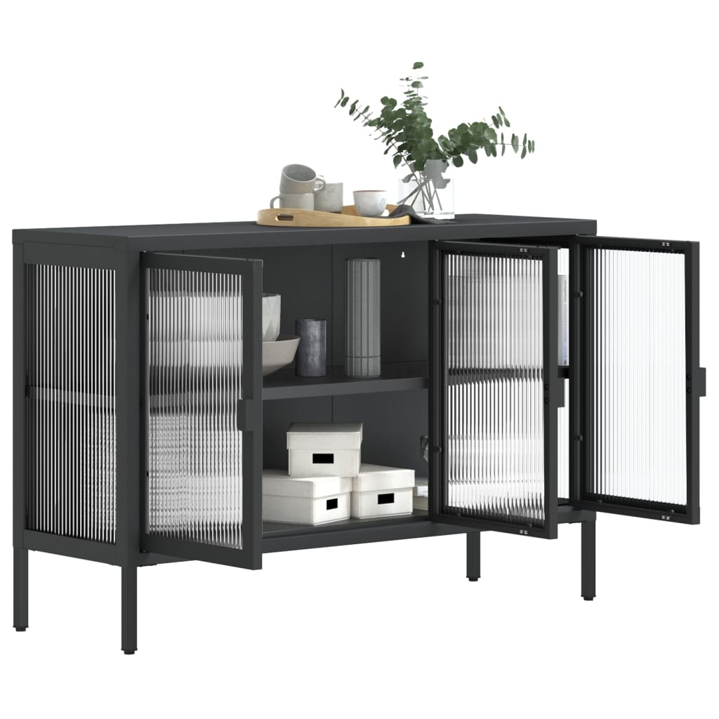 Skjenk svart 105x35x70 cm glass og stål