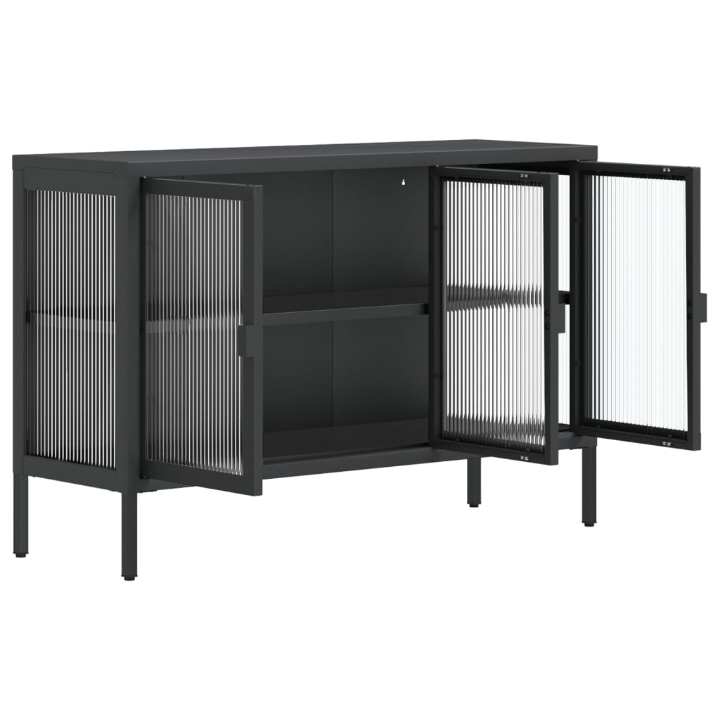 Skjenk svart 105x35x70 cm glass og stål