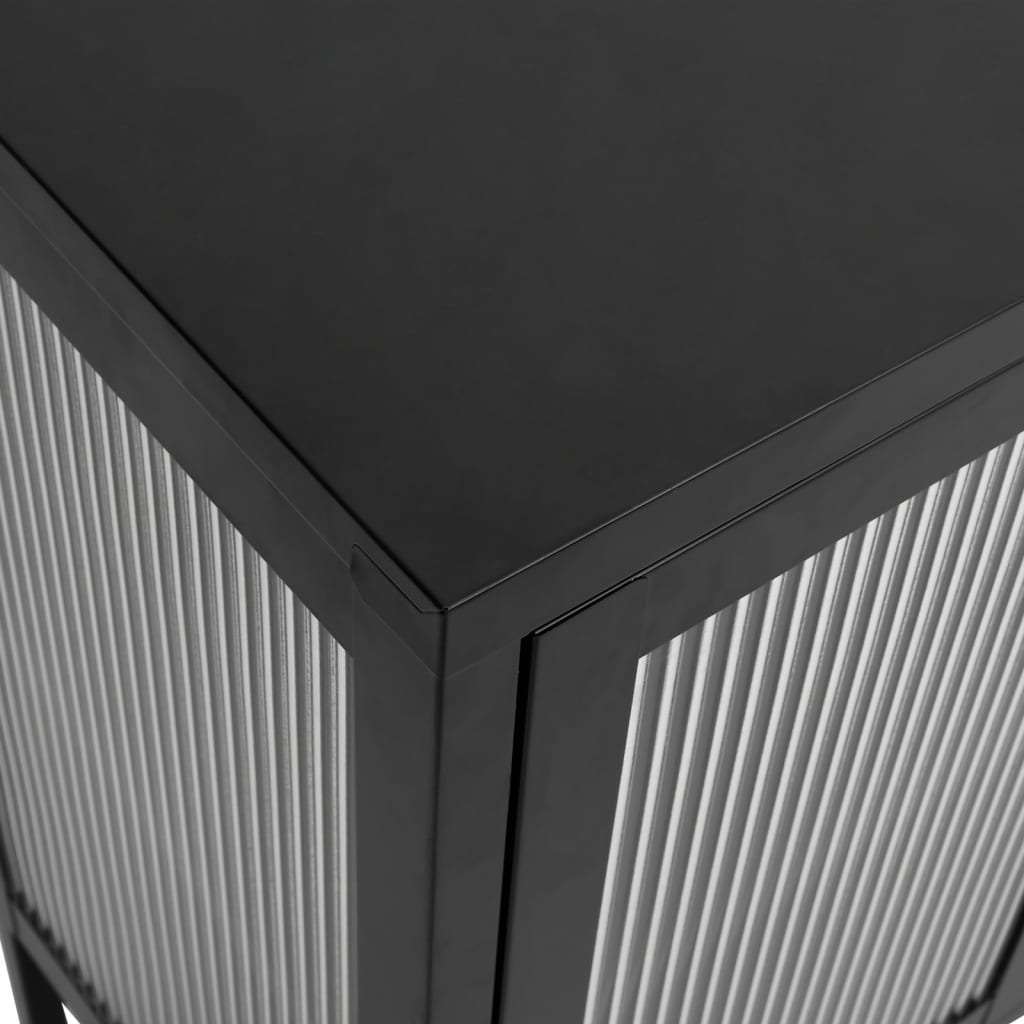 Skjenk svart 105x35x70 cm glass og stål