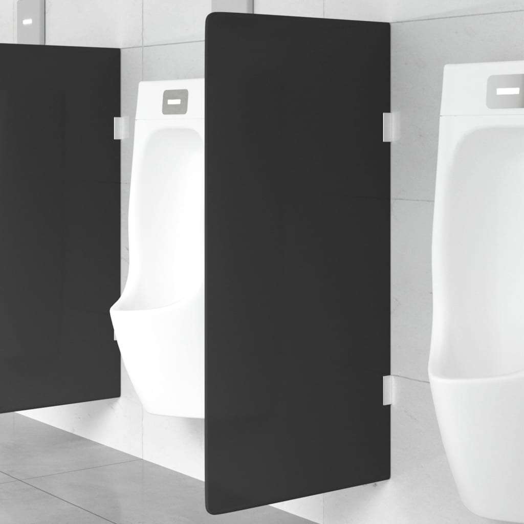Veggmontert urinalskjerm svart 90x40 cm herdet glass