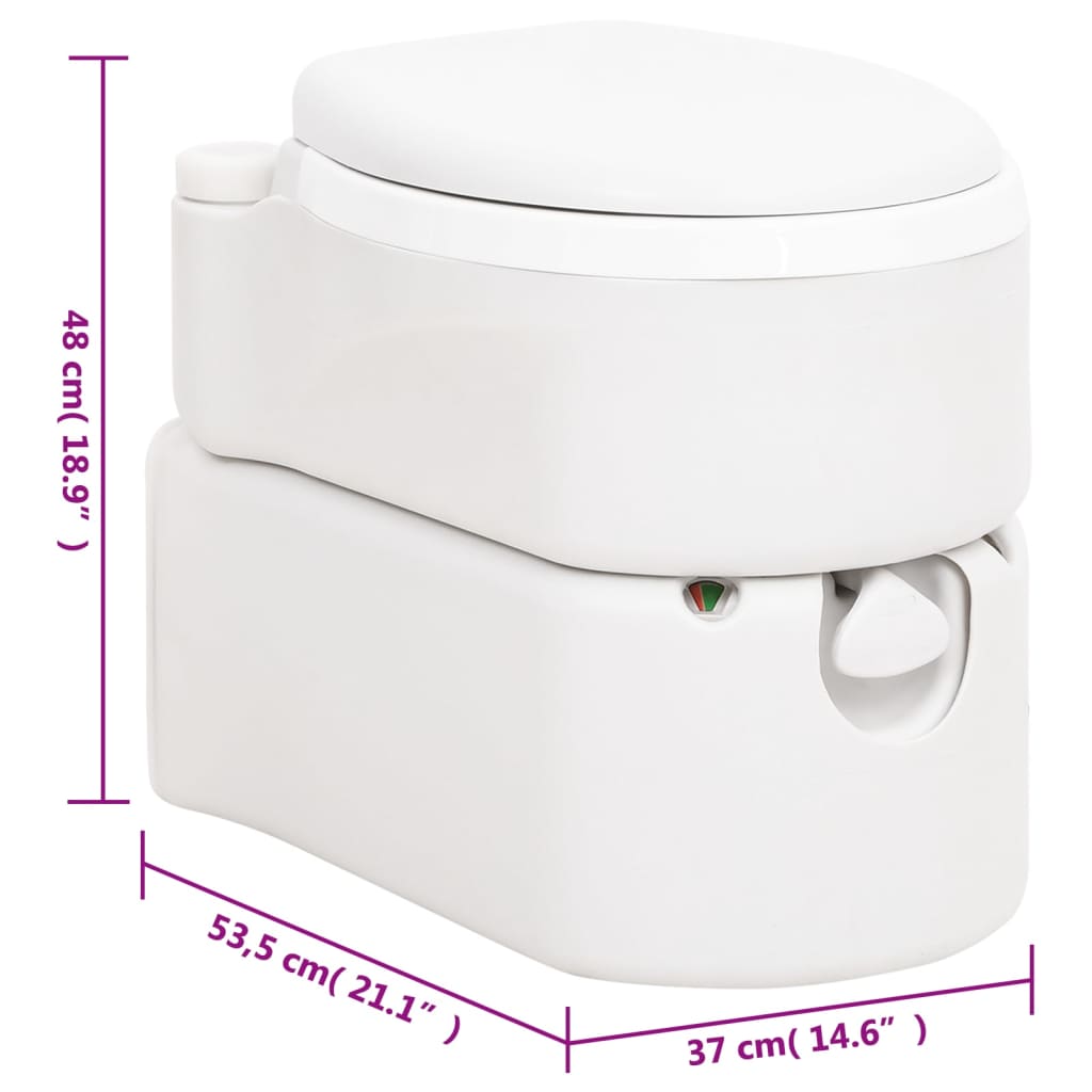Integrert campingtoalett hvit 24+17 L HDPE og PP vidaXL