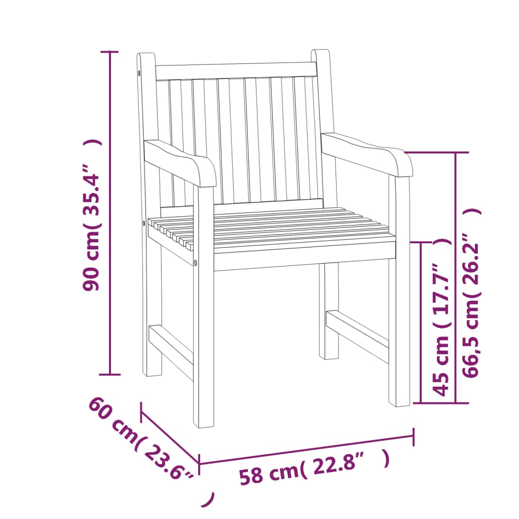 Hagespisegruppe 5 deler heltre teak vidaXL