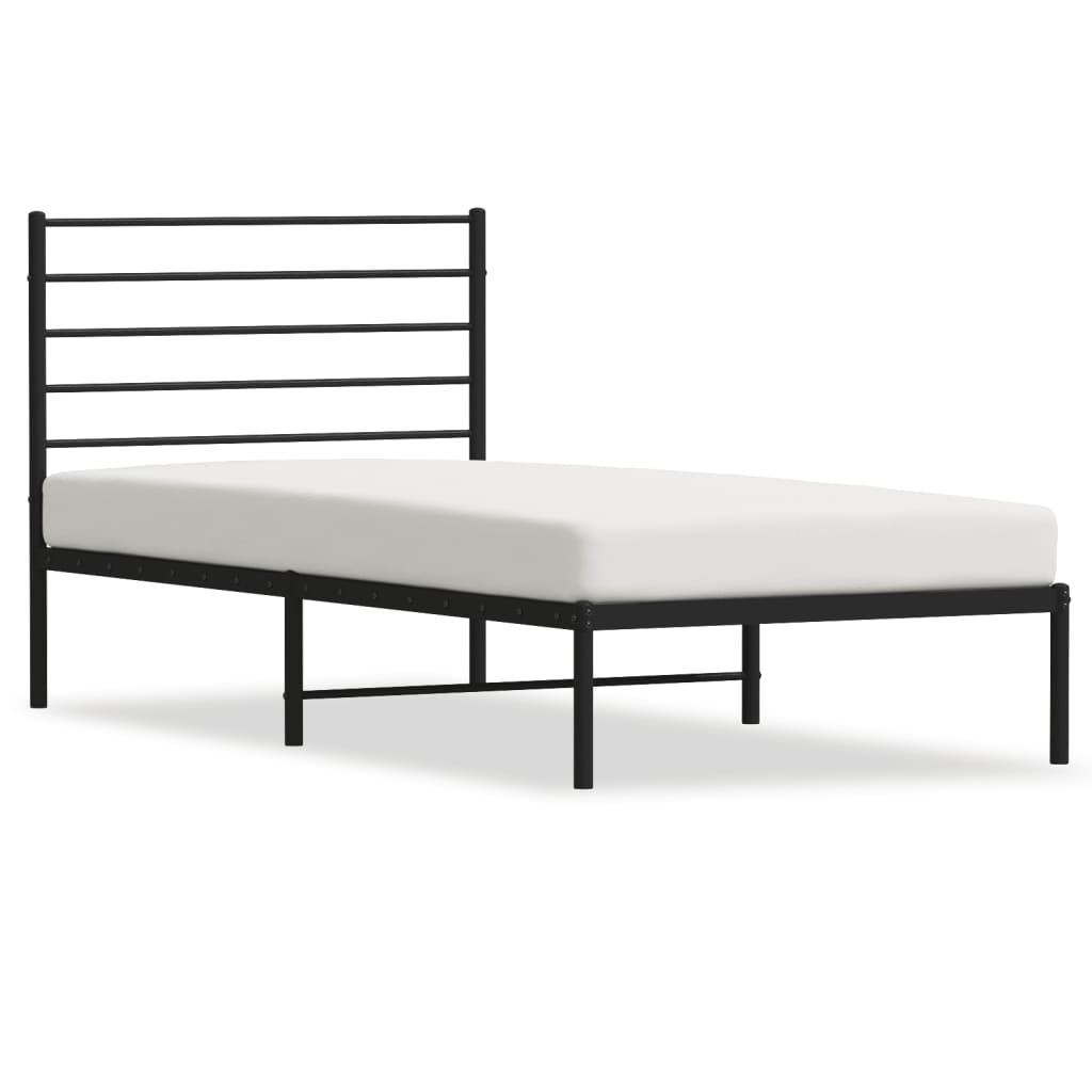 Sengeramme i metall med hodegavl svart 90x200 cm