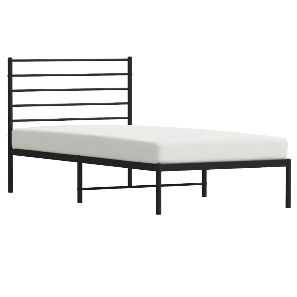 Sengeramme i metall med hodegavl svart 90x200 cm