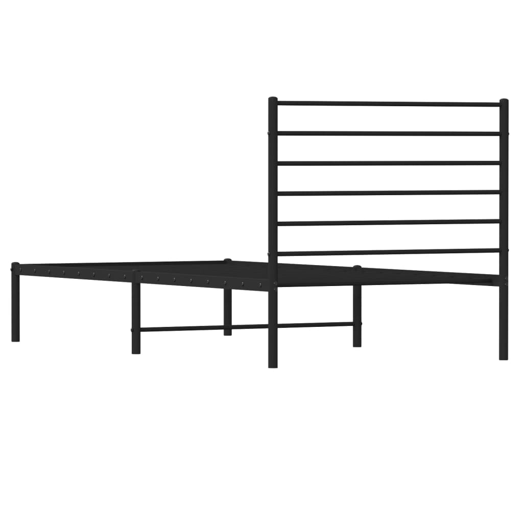 Sengeramme i metall med hodegavl svart 90x200 cm