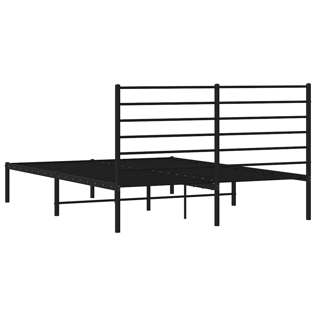 Sengeramme i metall med hodegavl svart 140x190 cm vidaXL