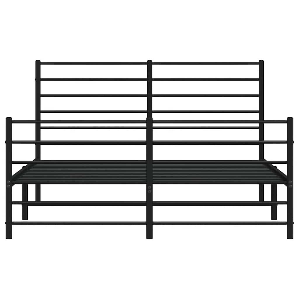 Sengeramme i metall med hode- og fotgavl svart 140x200 cm vidaXL