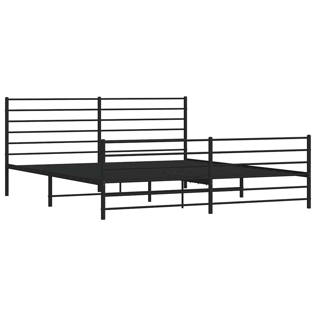 Sengeramme i metall med hode- og fotgavl svart 193x203 cm