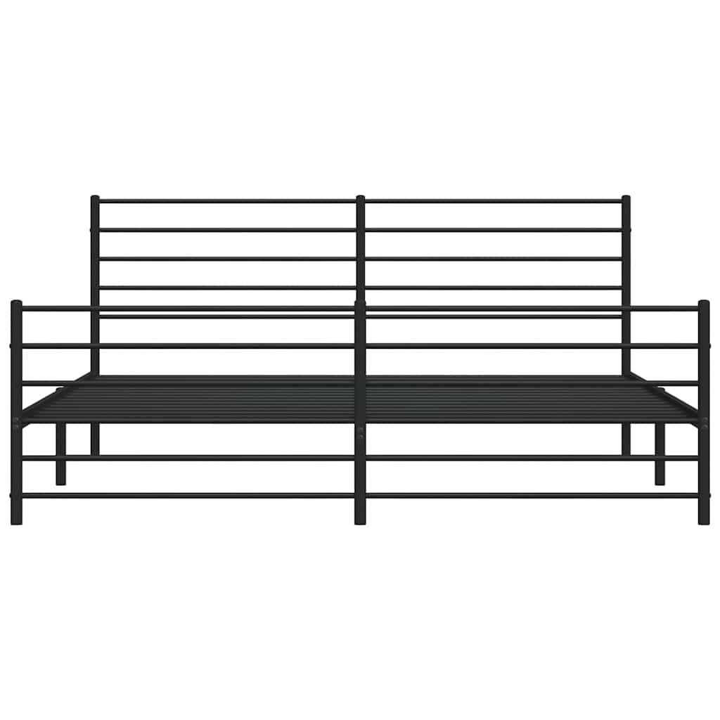 Sengeramme i metall med hode- og fotgavl svart 193x203 cm