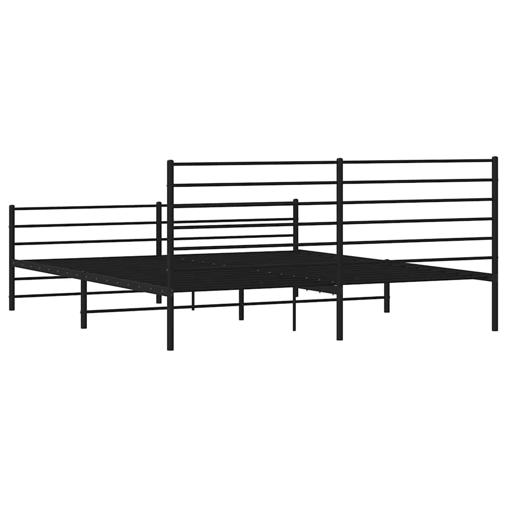Sengeramme i metall med hode- og fotgavl svart 193x203 cm