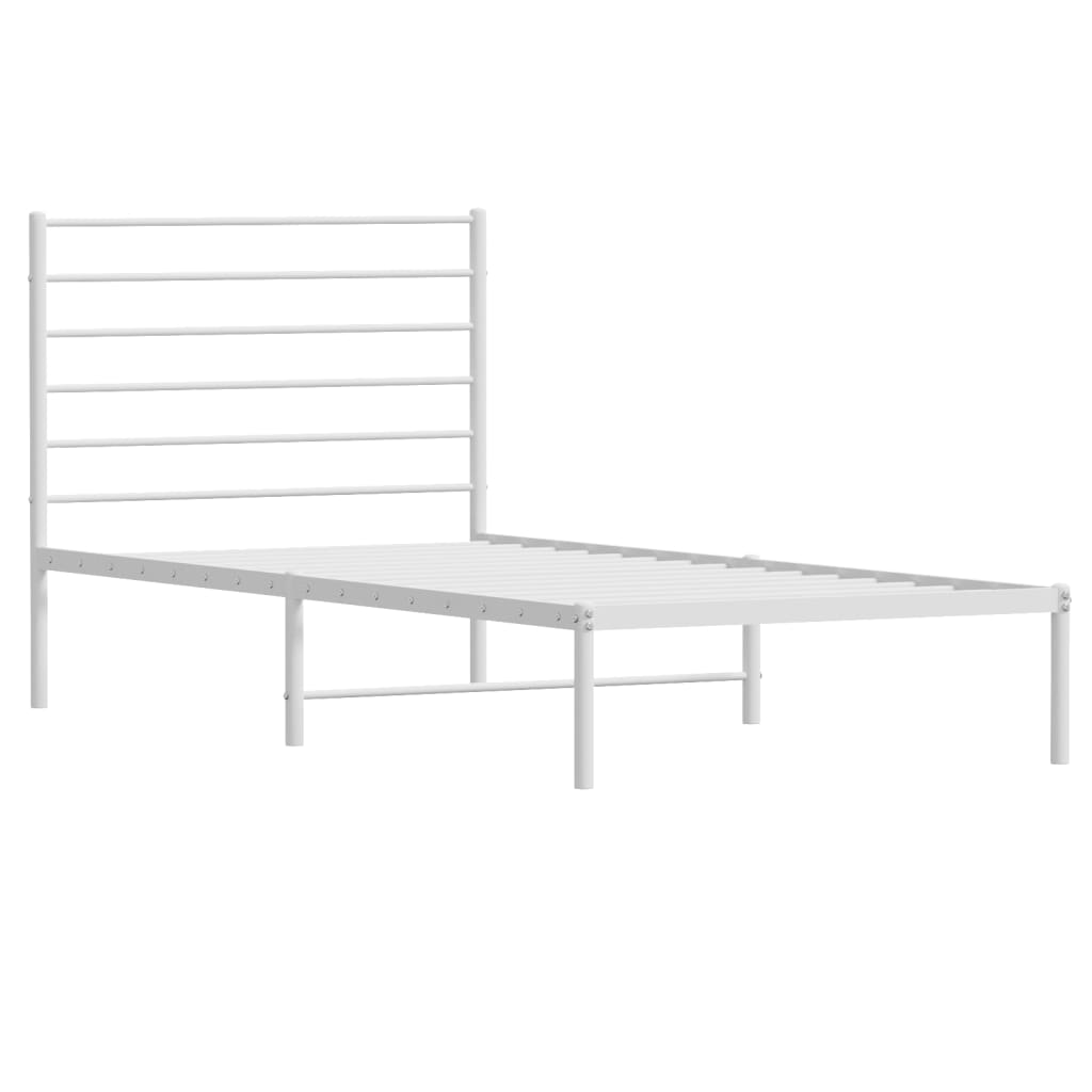 Sengeramme i metall med hodegavl hvit 107x203 cm