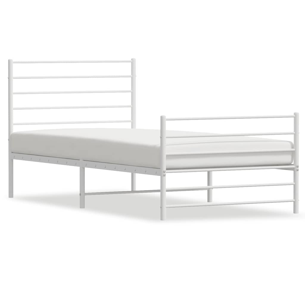 Sengeramme i metall med hode- og fotgavl hvit 100x190 cm