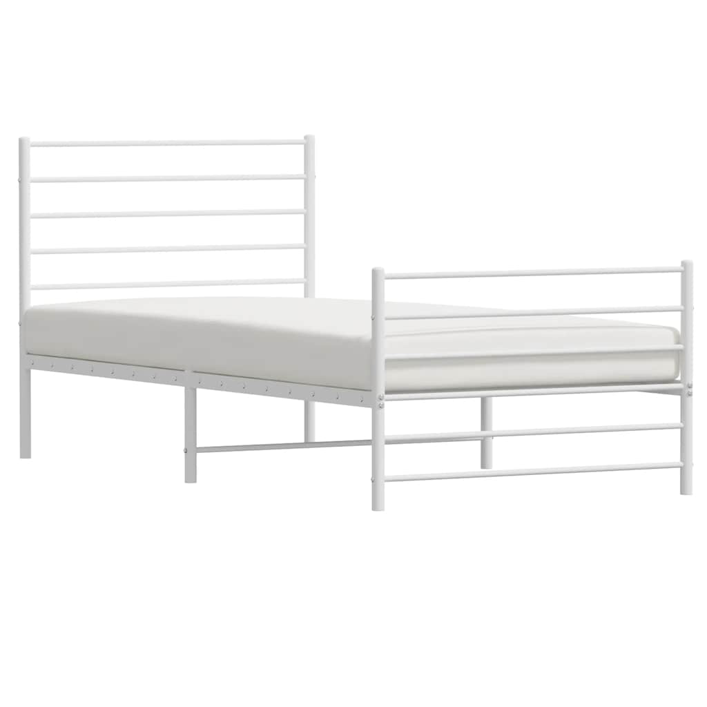 Sengeramme i metall med hode- og fotgavl hvit 100x190 cm