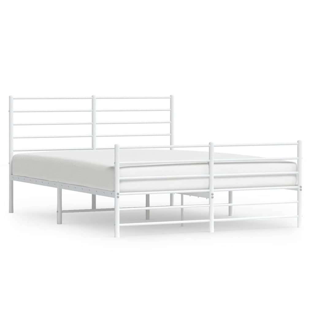 Sengeramme i metall med hode- og fotgavl hvit 140x200 cm vidaXL