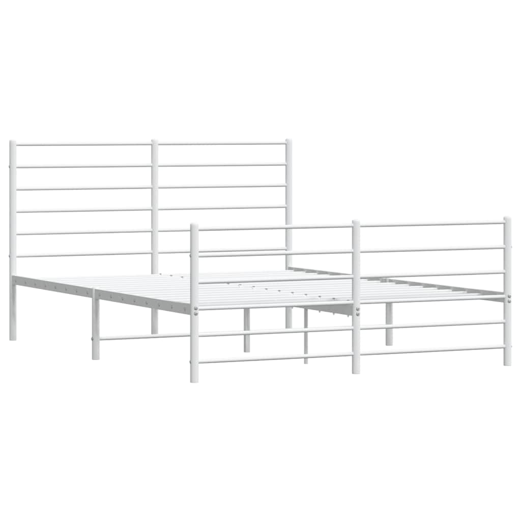 Sengeramme i metall med hode- og fotgavl hvit 140x200 cm vidaXL