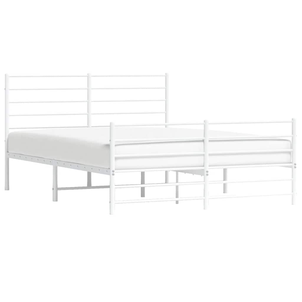 Sengeramme i metall med hode- og fotgavl hvit 150x200 cm vidaXL