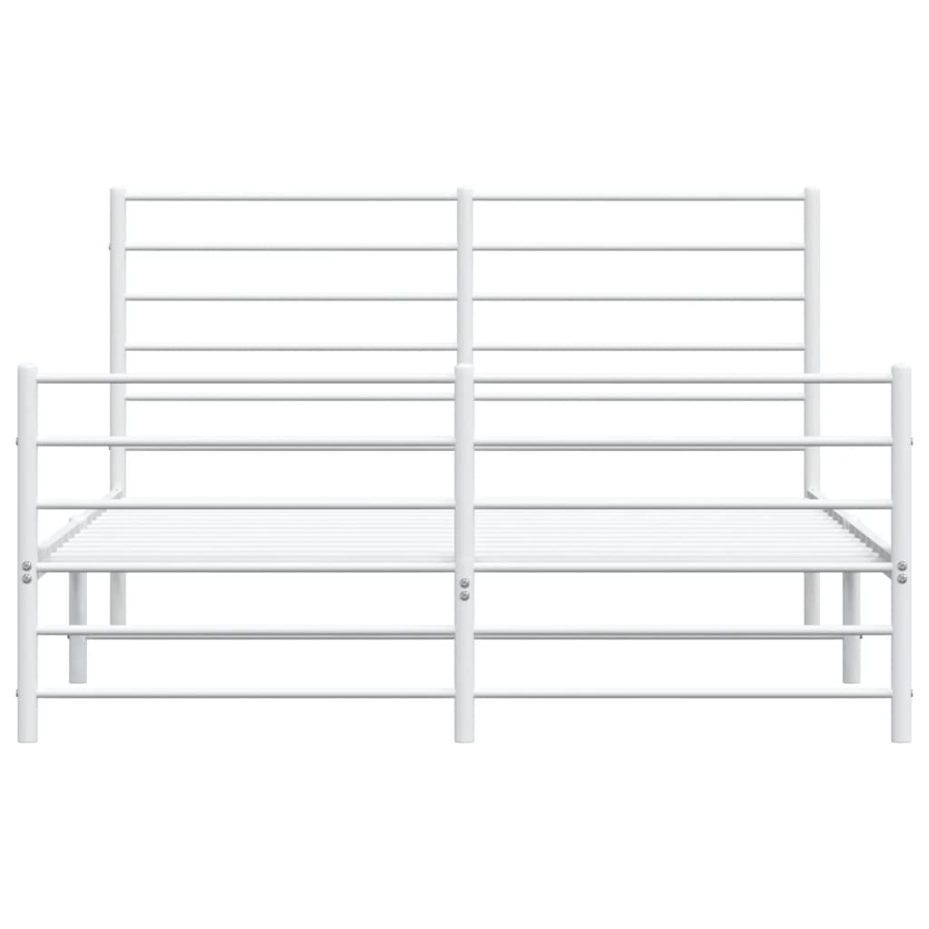 Sengeramme i metall med hode- og fotgavl hvit 160x200 cm