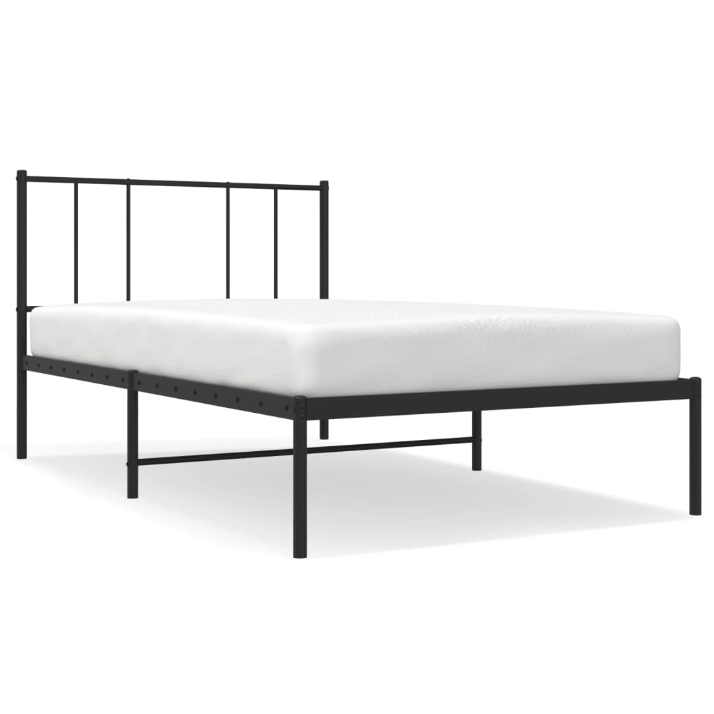 Sengeramme i metall med hodegavl svart 90x190 cm
