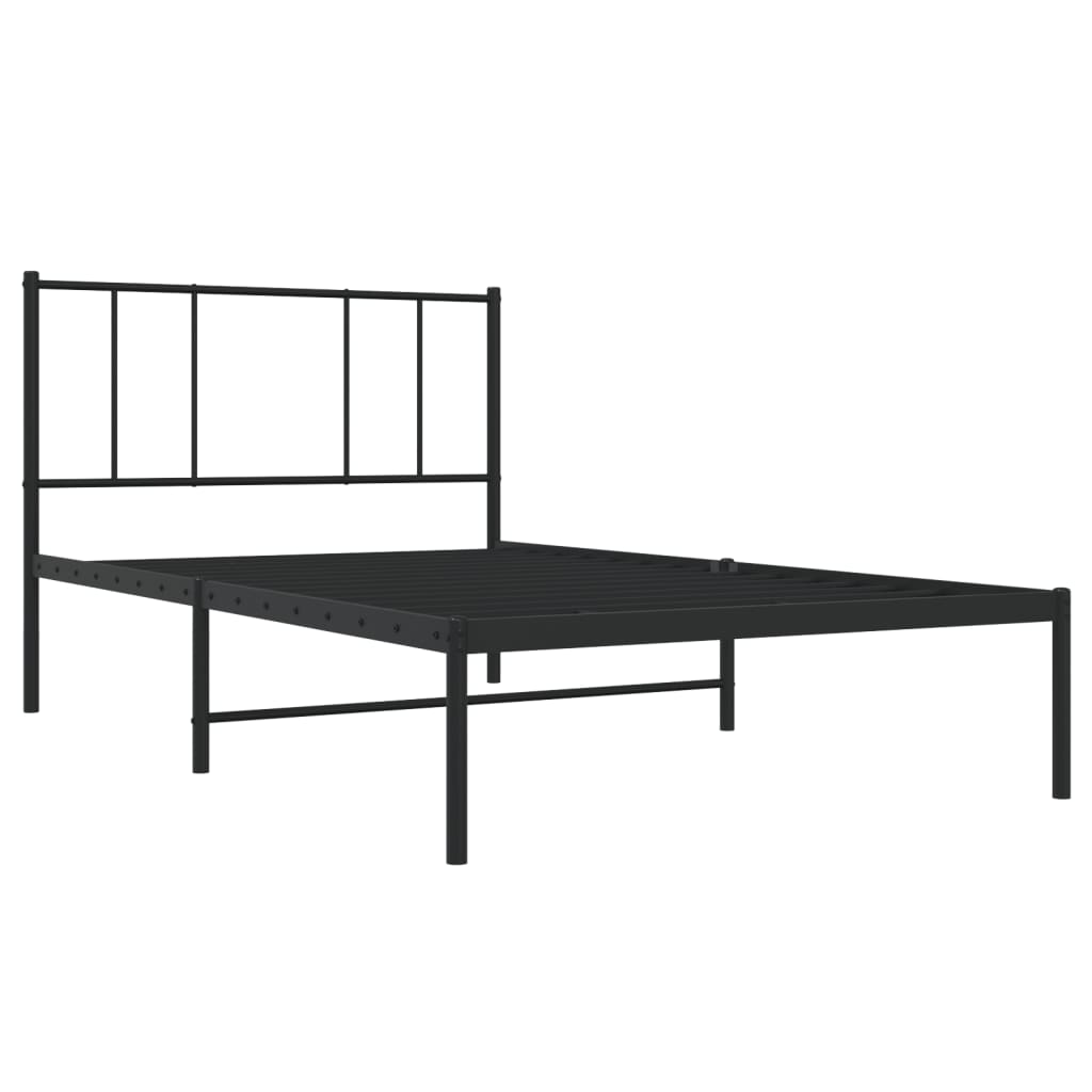 Sengeramme i metall med hodegavl svart 90x190 cm