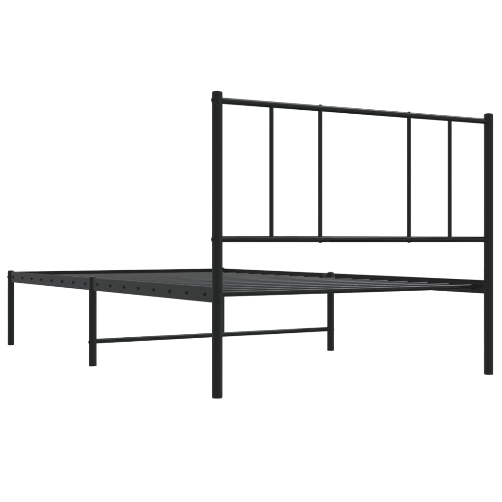 Sengeramme i metall med hodegavl svart 90x190 cm