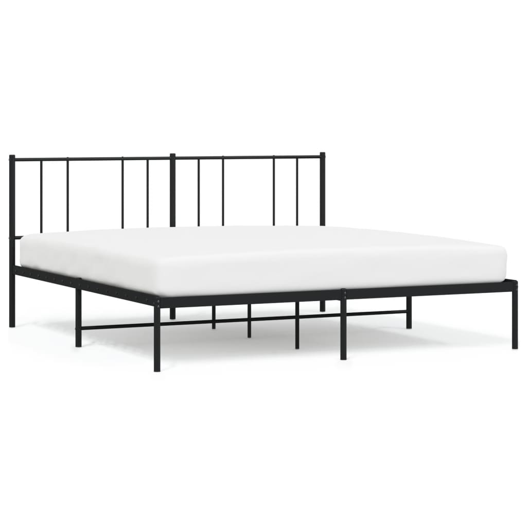 Sengeramme i metall med sengegavl svart 180x200 cm