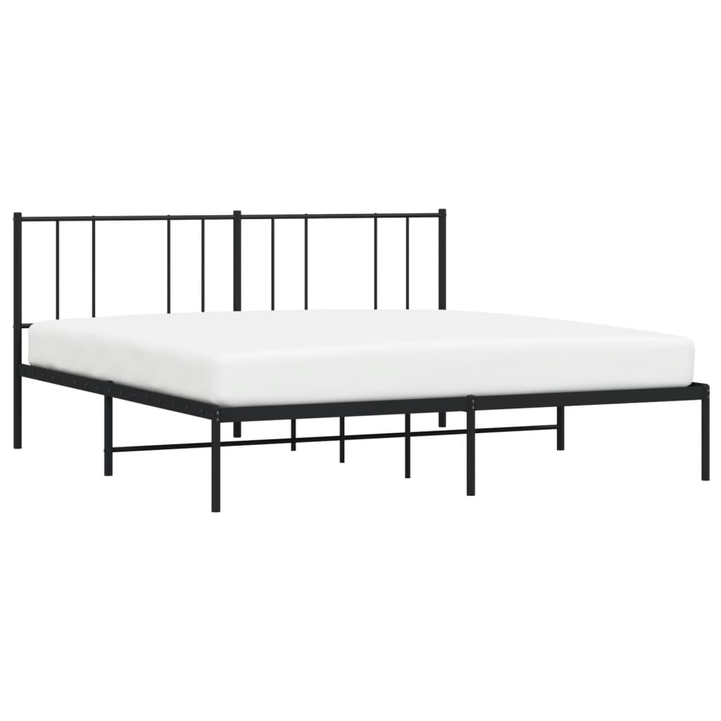 Sengeramme i metall med sengegavl svart 180x200 cm