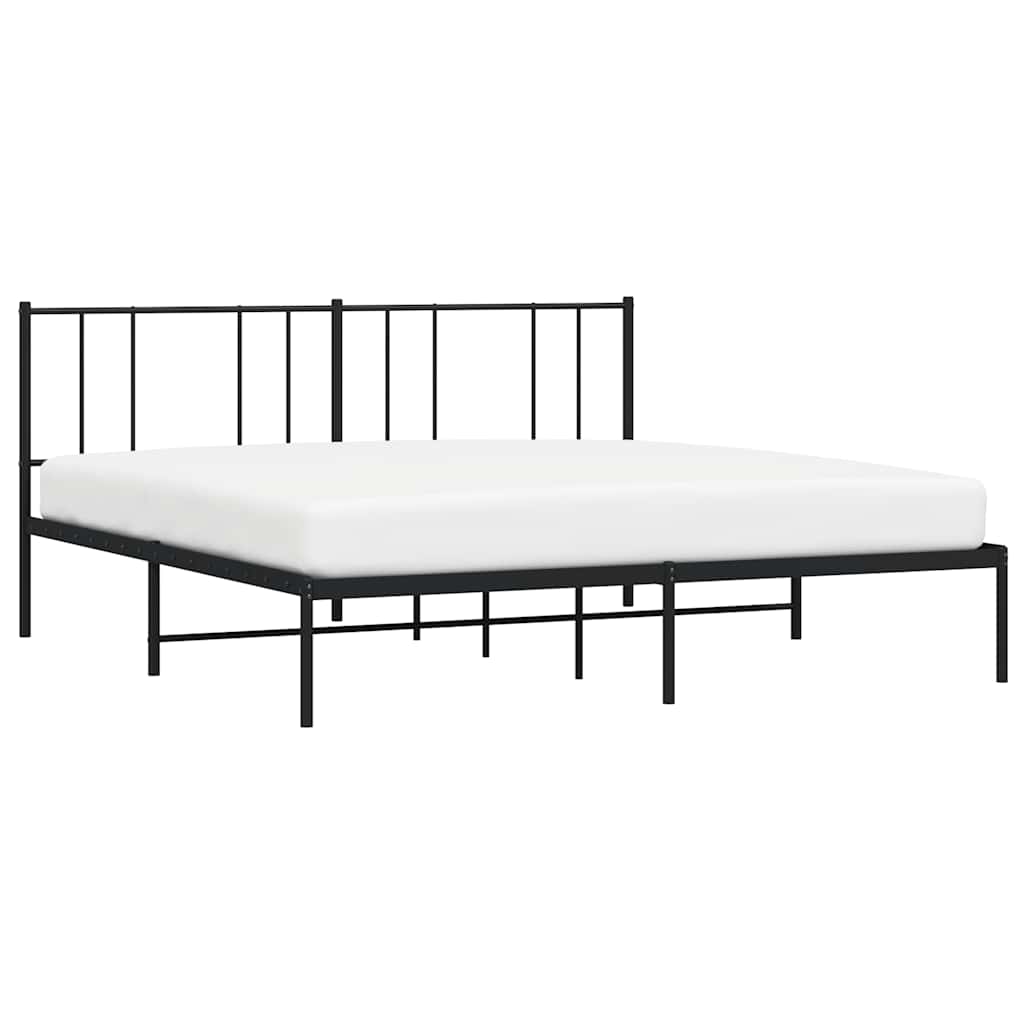 Sengeramme i metall med sengegavl svart 183x213 cm