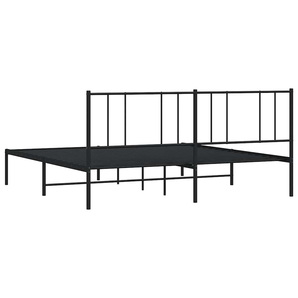 Sengeramme i metall med sengegavl svart 183x213 cm