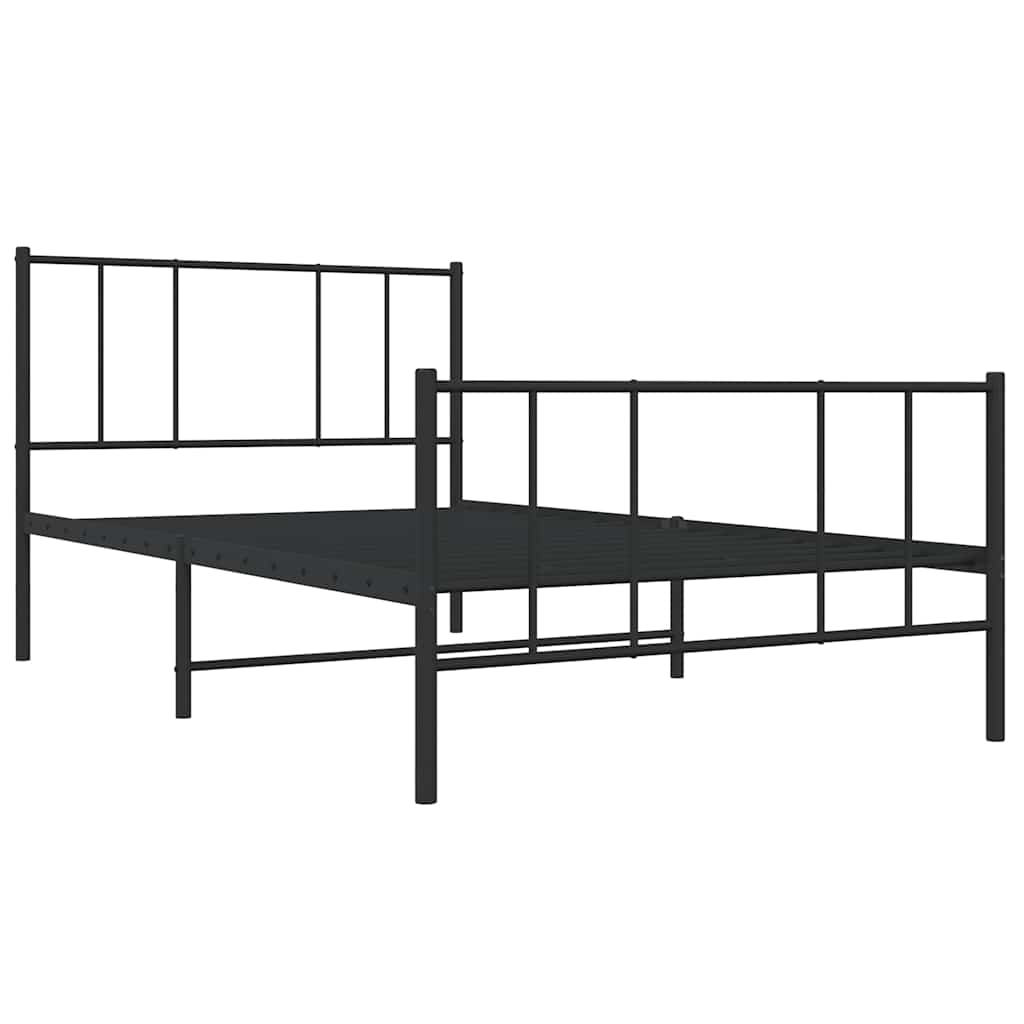 Sengeramme i metall med hode- og fotgavl svart 75x190 cm